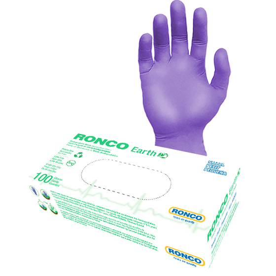 Ronco Earth Nitrile Violet Exam Glove 3.5 Mil Medium 100 X 10